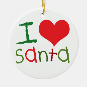 Kids I Heart Santa Round Ornament