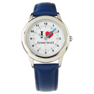 Kid's I Heart Stainless Steel Blue Number Watch