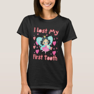 Kids I Lost My First Tooth Teeth Out Girl Flying W T-Shirt