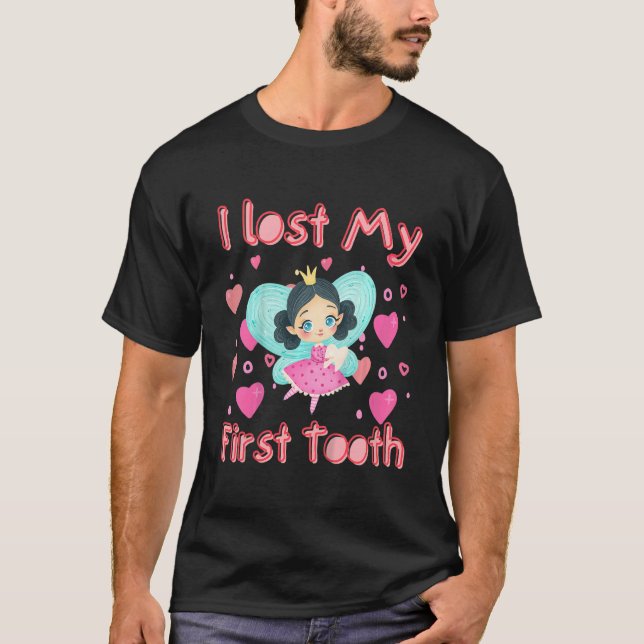 Kids I Lost My First Tooth Teeth Out Girl Flying W T-Shirt (Front)