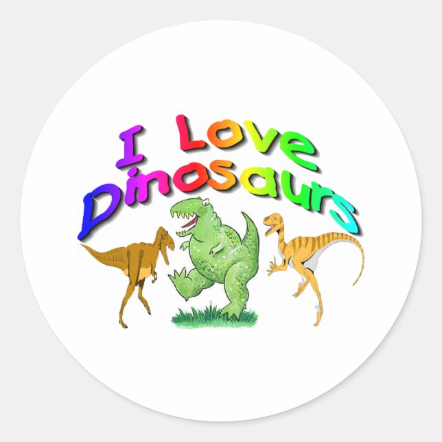 Kids "I Love Dinosaurs" gifts Classic Round Sticker (Front)