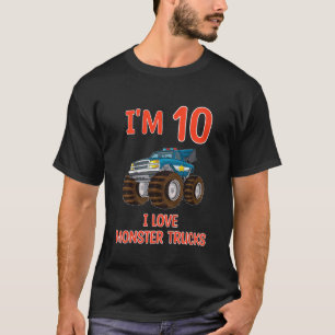 Kids I Love Monster Truck I'm 10 Birthday Surprise T-Shirt