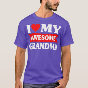 Kids I Love My Awesome Grandma Tee Red Heart Funny