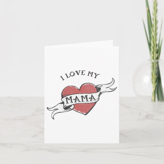 Kids I Love My Mama Heart Tattoo Mothers Day _1  Card (Front)