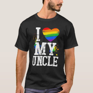 Kids I Love My Uncle LGBT Flag Heart Gay Uncle T-Shirt