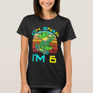 Kids I m 6 Year Old Birthday Skating Dabbing Croco T-Shirt