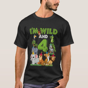 Kids I´m Wild And Four 4 Birthday 4 Year Old Birth T-Shirt