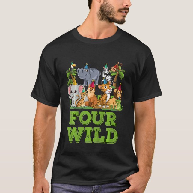 Kids I´m Wild And Four 4 Birthday 4 Year Old Birth T-Shirt (Front)