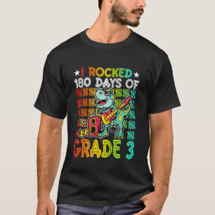 Kids I Rocked 180 Days Of Grade 3 Dino Guitar Last T-Shirt