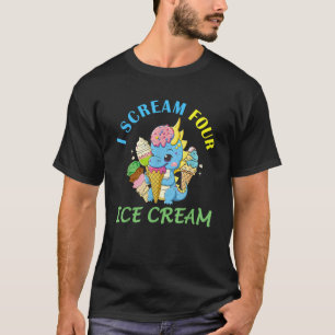 Kids I Scream Four Ice Cream Boy Girl 4th Birthday T-Shirt