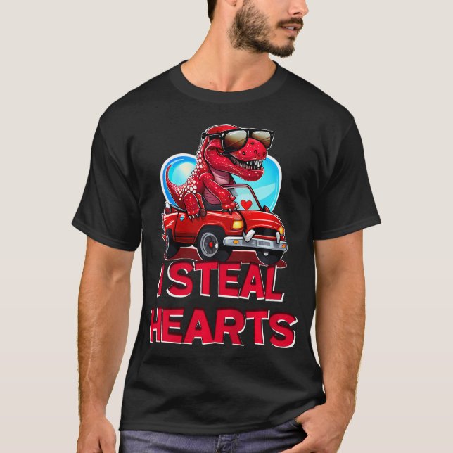 Kids I Steal Hearts Dinosaur Valentines Day For Ba T-Shirt (Front)