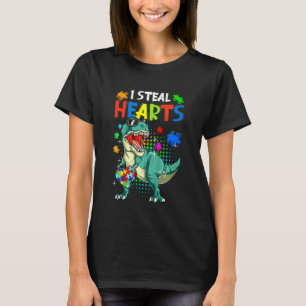 Kids I Steal Hearts T Rex Dino Autism Awareness To T-Shirt