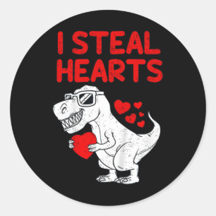 Kids I Steal Hearts T Rex Dino Valentines Day Todd Classic Round Sticker