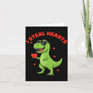 Kids i steal hearts trex dino baby boy valentine's card