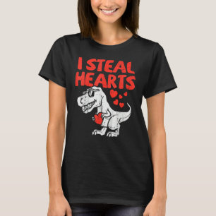 Kids I Steal Hearts Trex Dino Baby Boy Valentines  T-Shirt