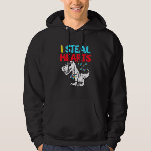 Kids I Steal Hearts Trex Dinosaur Cute Boy Autism  Hoodie