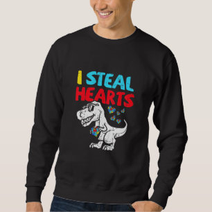 Kids I Steal Hearts Trex Dinosaur Cute Boy Autism  Sweatshirt