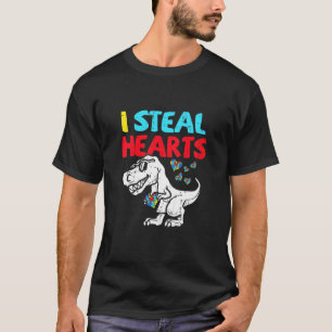 Kids I Steal Hearts Trex Dinosaur Cute Boy Autism T-Shirt
