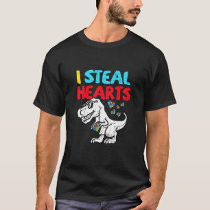 Kids I Steal Hearts Trex Dinosaur Cute Boy Autism T-Shirt