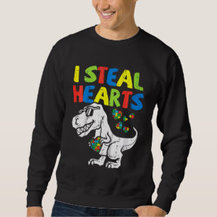 Kids I Steal Hearts Trex Dinosaur Toddler Autism A Sweatshirt
