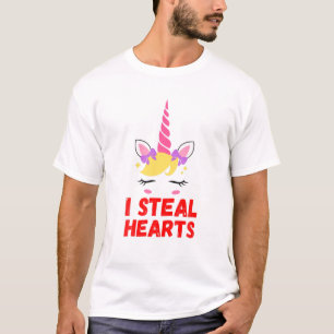 Kids I Steal Hearts Unicorn Baby Girl Valentines D T-Shirt