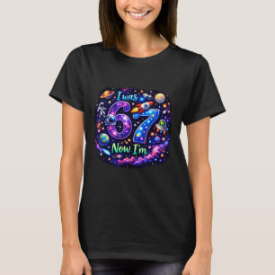 Kids I was 6 Now Im 7 Boy 6 7 Galaxy Space T-Shirt