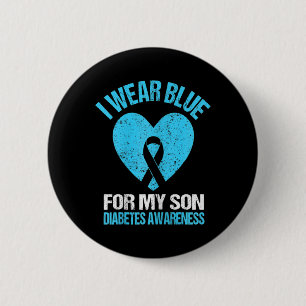 Kids I Wear Blue For My Son Diabetes Awareness Mon 6 Cm Round Badge