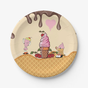 Kid's Ice Cream Cone Party Ice Cream Characters Paper Plate