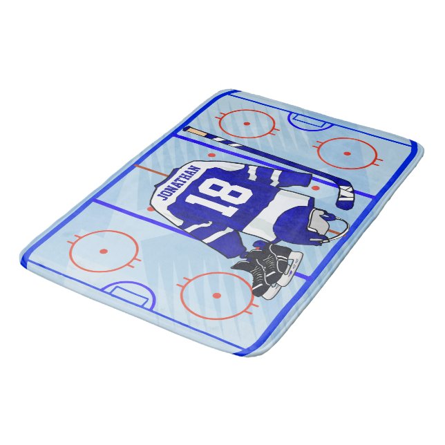 Kids Ice Hockey Bedroom Collection 1 Bath Mat (Angled)