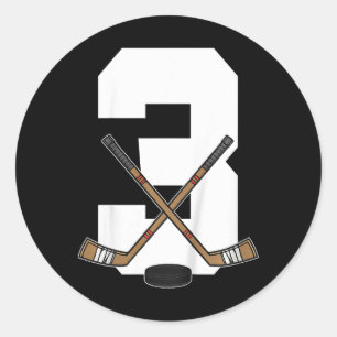 Kids Ice Hockey Kids Toddler Boys 3rd Birthday Ice Classic Round Sticker