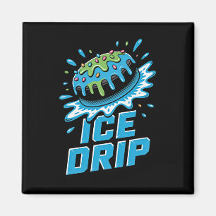 Kids Ice Hockey Puck Drip Graphic Ice Cream Drip B Magnet