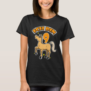 Kids Ich bin 9 Horses for Girls 9th Birthday T-Shirt