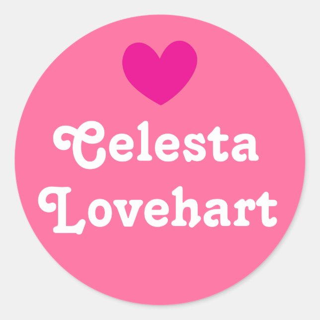 Kids id named heart pink and white girls sticker (Front)