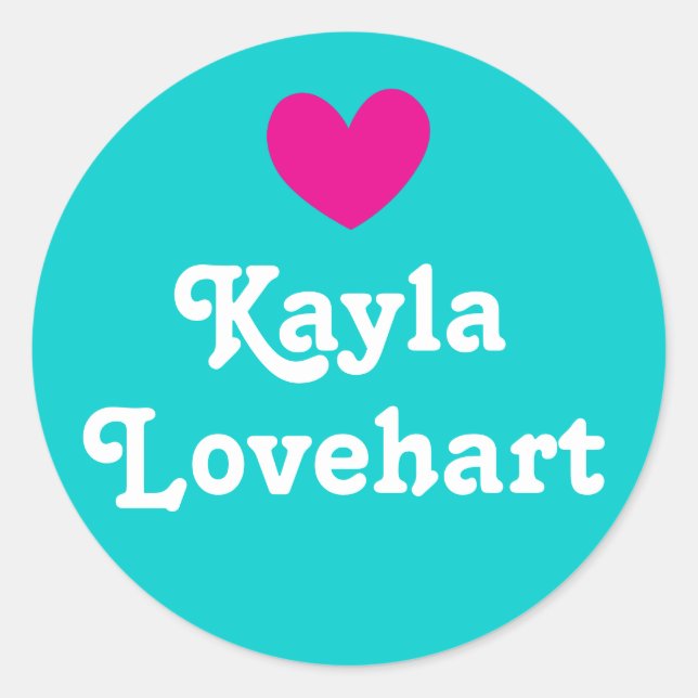 Kids id named heart pink aqua white girls sticker (Front)
