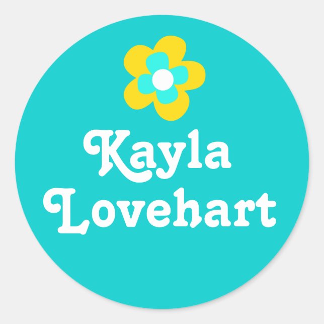 Kids id named yellow aqua white girls sticker (Front)