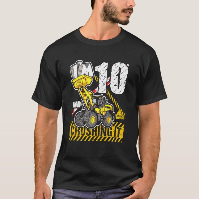 Kids I'm 10 And Crushing It 10th Birthday Boys Bir T-Shirt (Front)