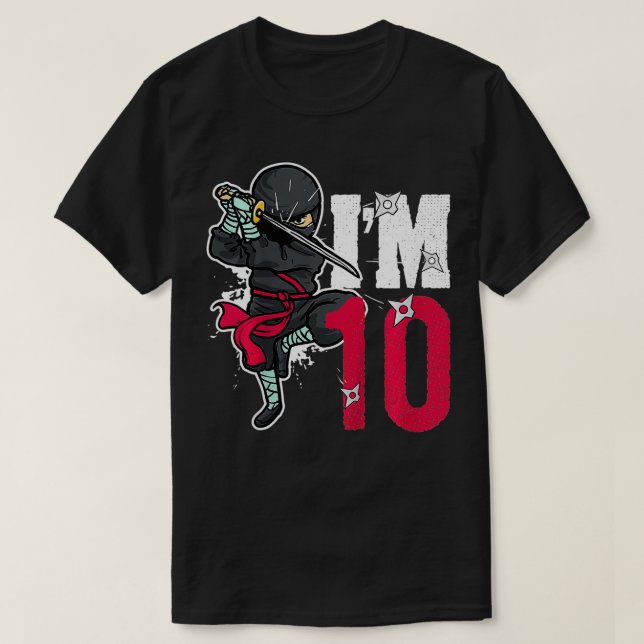 Kids Im 10 years old Ninjas 10th birthday  T-Shirt (Design Front)
