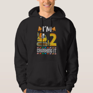 Kids I'm 2 And Crushin It 2nd Birthday Boy 2 Year Hoodie