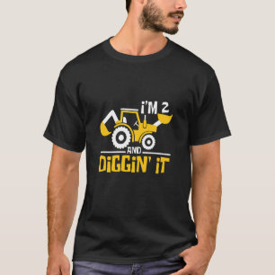 Kids I'm 2 And Digging It Construction Excavator 2 T-Shirt