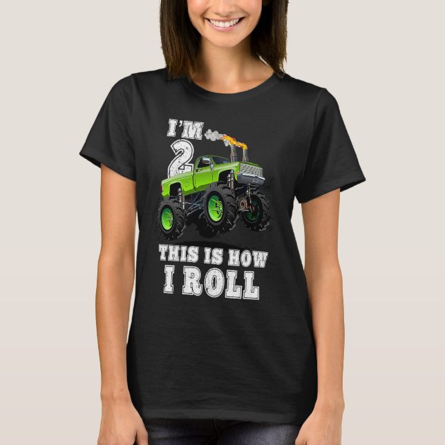 Kids I'm 2 This Is How I Roll Monster Truck T-Shirt (Front)