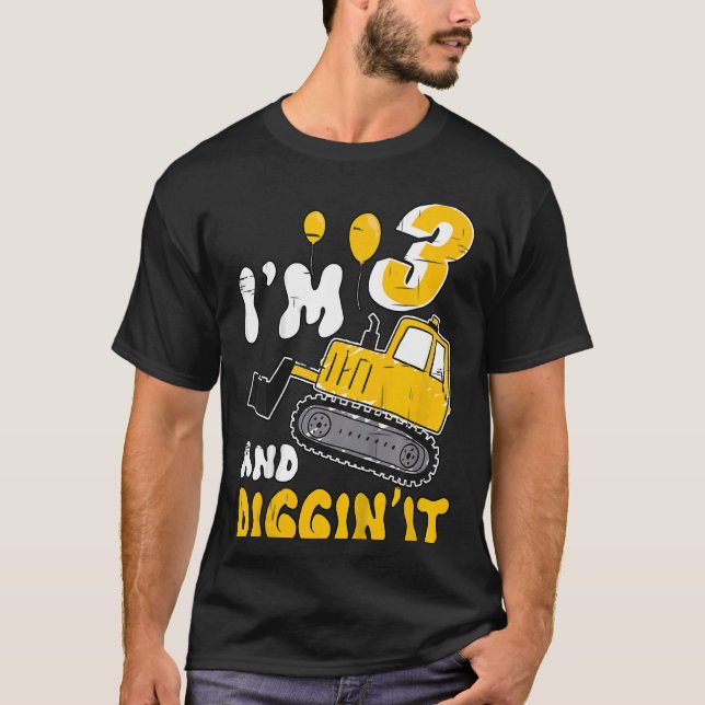 Kids I'm 3 And Digging It 3 Years Boys 3rd Birthda T-Shirt (Front)