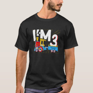Kids I'm 3 Bday Steam Locomotive Cute 3rd Birthday T-Shirt