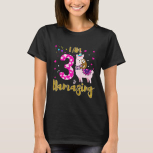 Kids Im 3 Years Old and Llamazing 3rd birthday sl T-Shirt