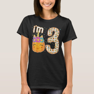 Kids I'm 3 years old Unicorn Pumpkin Halloween T-Shirt