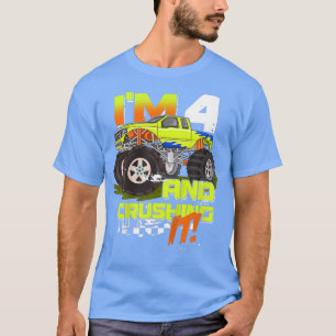 Kids I'm 4 And Crushing It - Monster Truck 4 Years T-Shirt