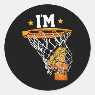 Kids I'm 4 Bysketbyll Theme Birthday Party Celebra Classic Round Sticker