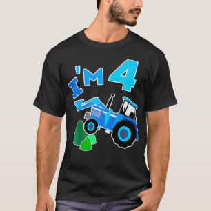 Kids I'm 4 Farm Tractor 4th Birthday 4 Year Old G T-Shirt