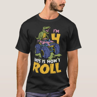 Kids I'm 4 This Is How I Roll Monster Truck 4th Bi T-Shirt