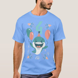 Kids Im 4 Years old Shark 4th Birthday T-Shirt