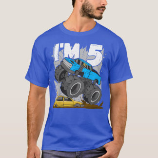 Kids I'm 5 bday party 5th Birthday Monster Truck  T-Shirt